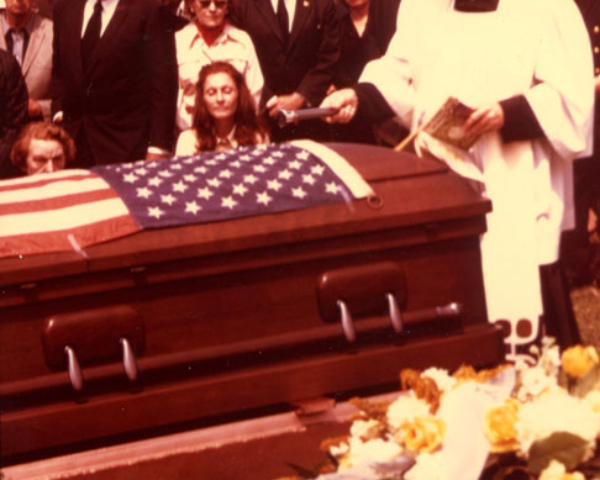 John Ford’s funeral, Culver City, Ca., 1973; author second from right  (Don Schneider)