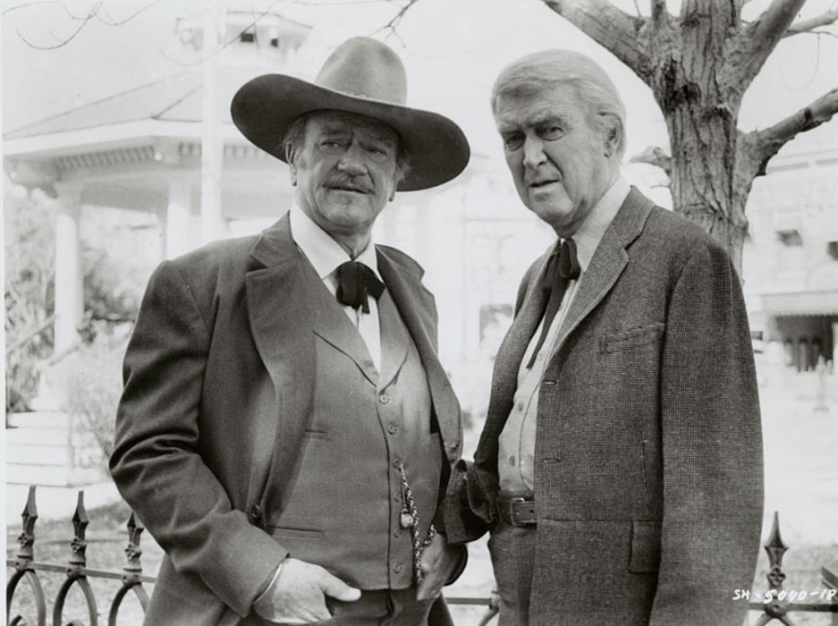 John Wayne and James Stewart in THE SHOOTIST, 1976  (Paramount/Academy of Motion Picture Arts and Sciences)