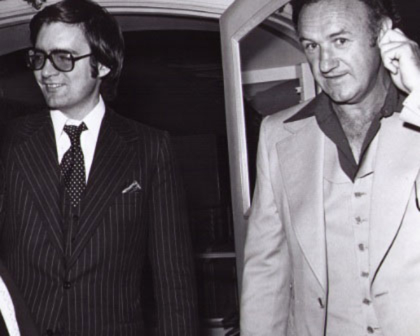 With Gene Hackman at Hollywood event, 1970s
